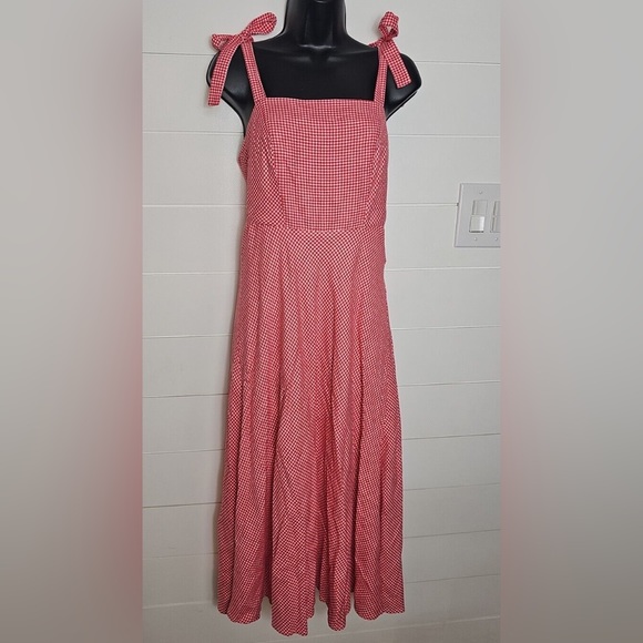 DRAPER JAMES RSVP | Bow Strap Midi Dress Cherry Gingham XL - Picture 8 of 11